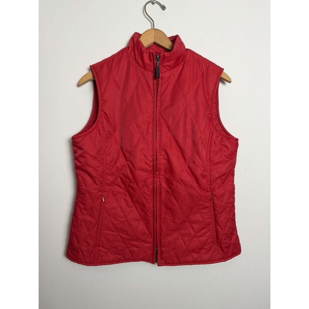 Cutter & Buck‎ Women's Red Quilted Vest Size Medium Windtec Pockets Golf Active